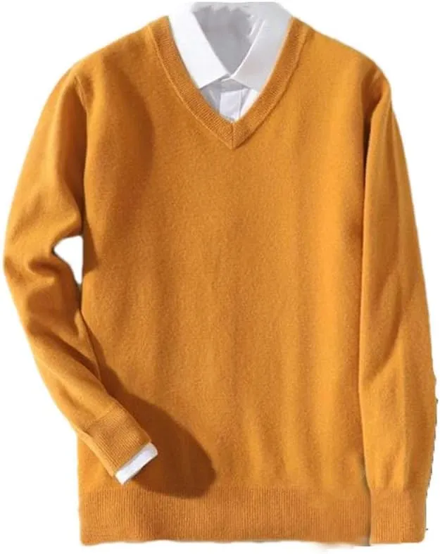 Men Cashmere Sweater Men Classic V-Neck Pullover Autumn Winter Warm Mens Jumper Sweater