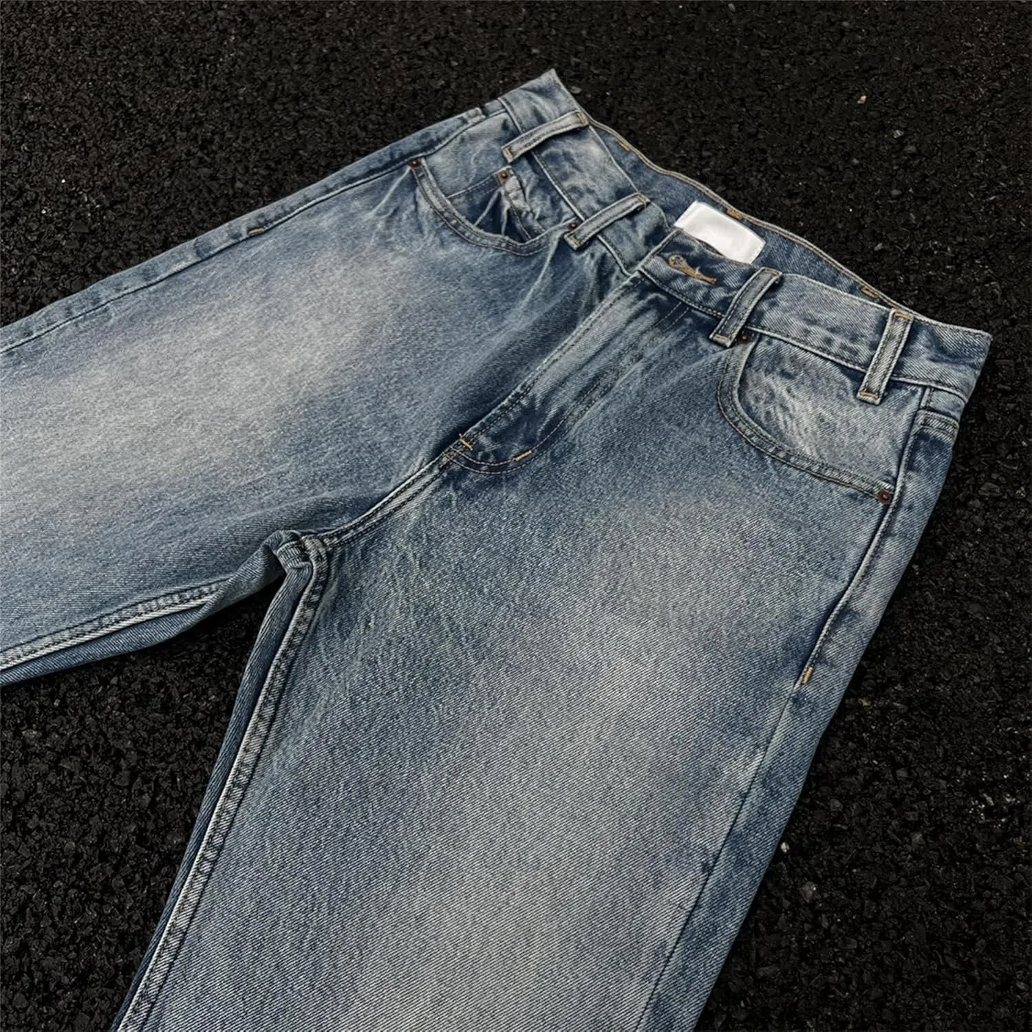 Men's Casual Regular Fit Denim Pants Vintage Straight Leg Streetwear Jeans Slim Fit Fashion Washed Jeans