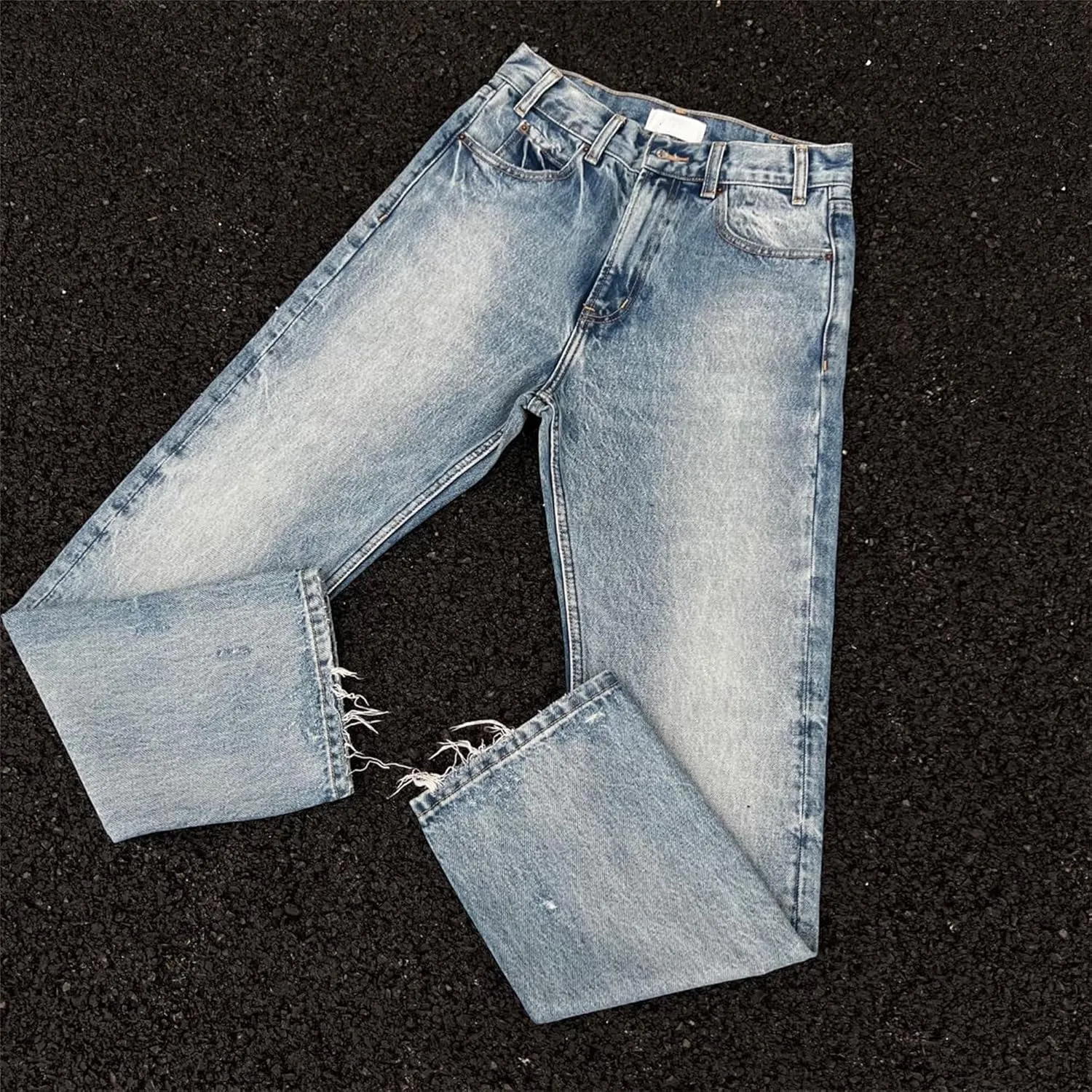 Men's Casual Regular Fit Denim Pants Vintage Straight Leg Streetwear Jeans Slim Fit Fashion Washed Jeans