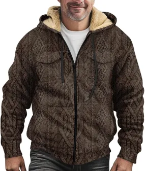 Mens Coats Winter Hoodies Pockets Long Sleeve Casual Graphic Zip Up Vintage Padded Jacket