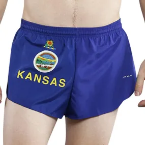 Men's Flag 1" Elite Split Shorts [J-L] - Kansas