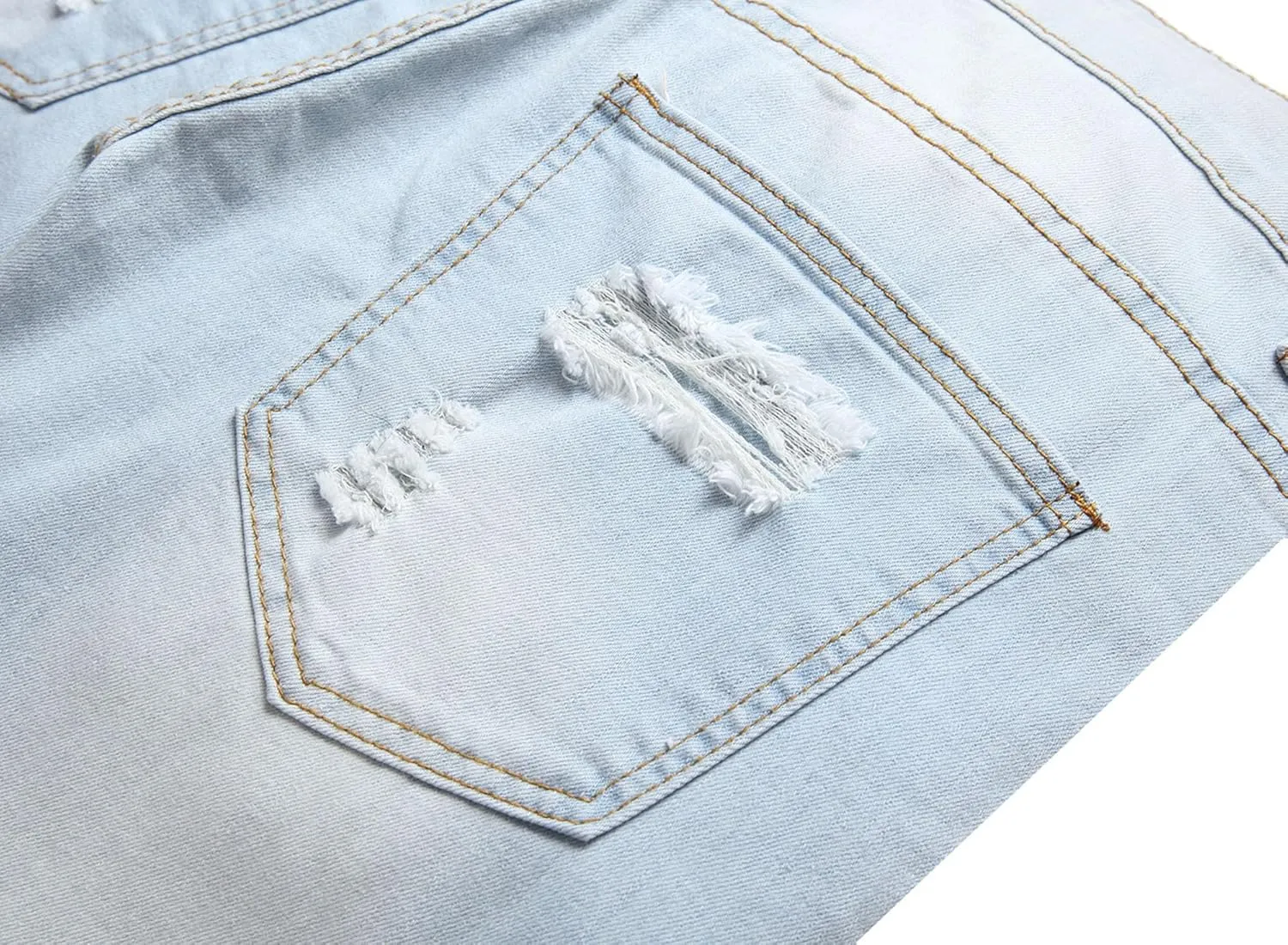 Mens Ripped Skinny Stretch Jeans Vintage Washed Straight Leg Denim Pants Slim Fit Destroyed Jean Trousers