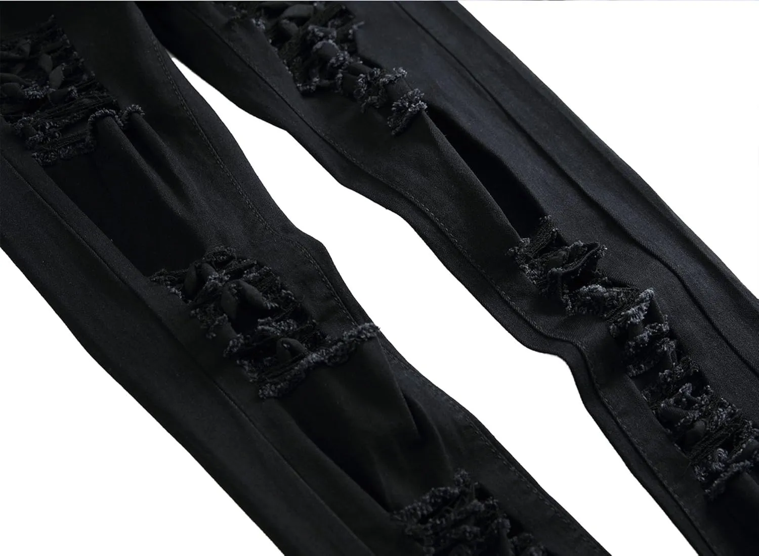 Mens Ripped Skinny Stretch Jeans Vintage Washed Straight Leg Denim Pants Slim Fit Destroyed Jean Trousers