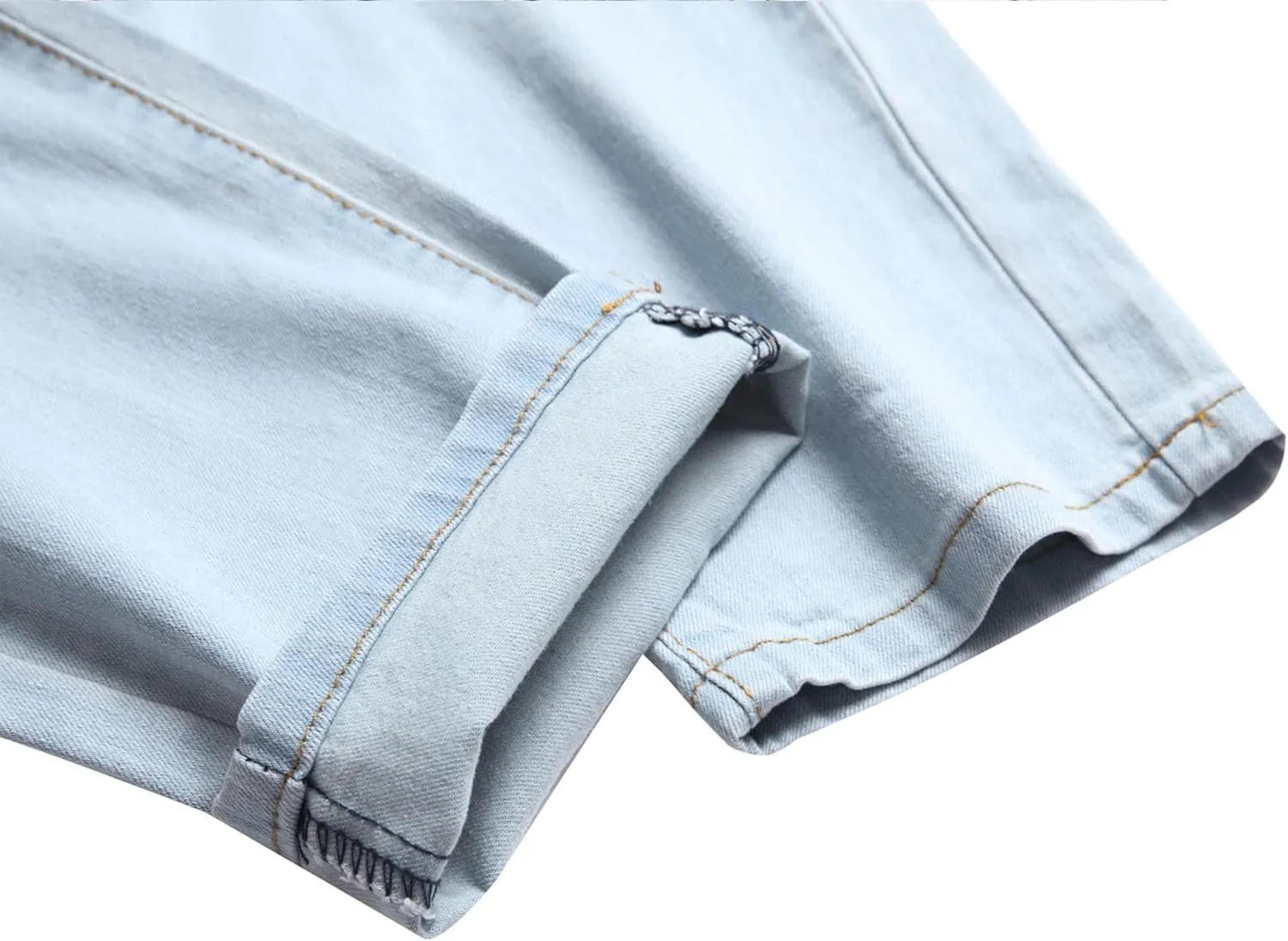 Mens Ripped Skinny Stretch Jeans Vintage Washed Straight Leg Denim Pants Slim Fit Destroyed Jean Trousers