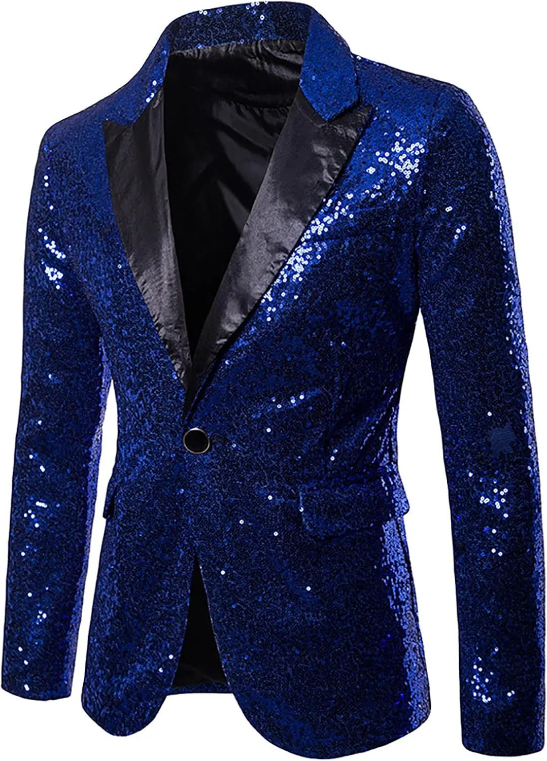 Mens Sequin Blazer Tuxedo Sparkly Metallic Wedding Prom Party Blazer Slim Fit Classic One Button Dinner Suit Tuxedo