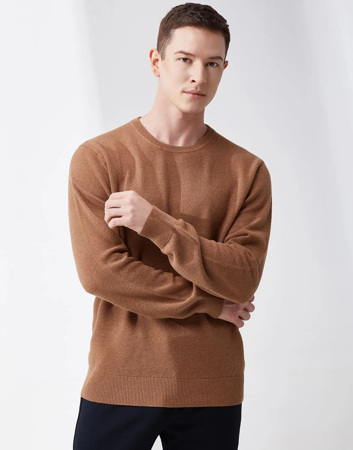 Men's Slim Fit Casual Long Sleeve Crewneck Pullover Sweater