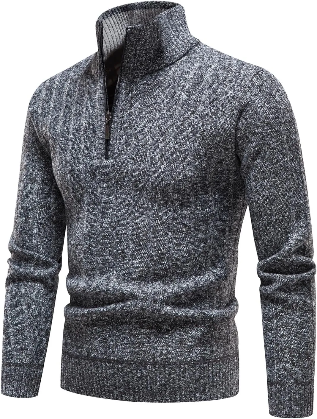 Mylldey Quarter Zip Sweater Men's Pullover Sweaters Knit Long Sleeve Sweater Mens