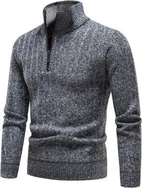 Mylldey Quarter Zip Sweater Men's Pullover Sweaters Knit Long Sleeve Sweater Mens