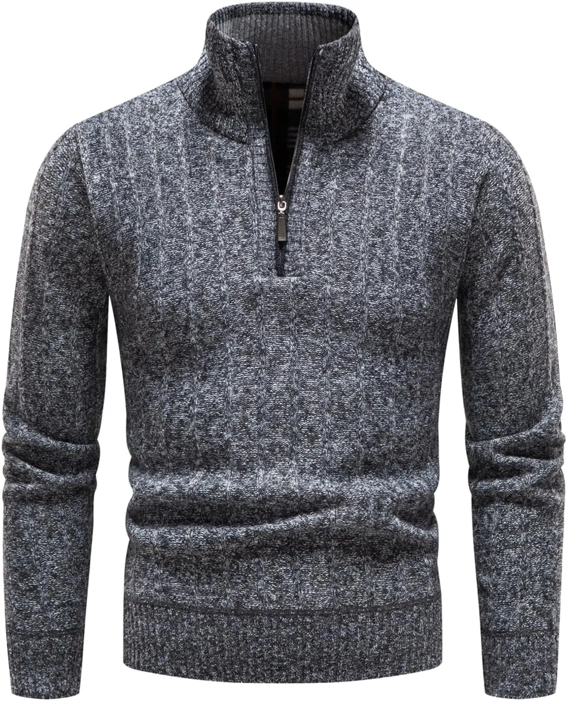 Mylldey Quarter Zip Sweater Men's Pullover Sweaters Knit Long Sleeve Sweater Mens
