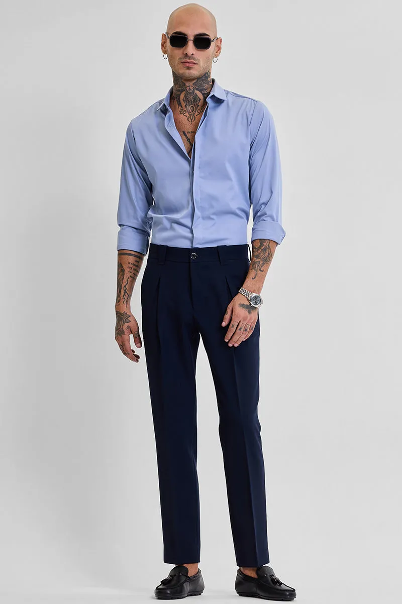 Navy Slim Fit Stretch Trousers