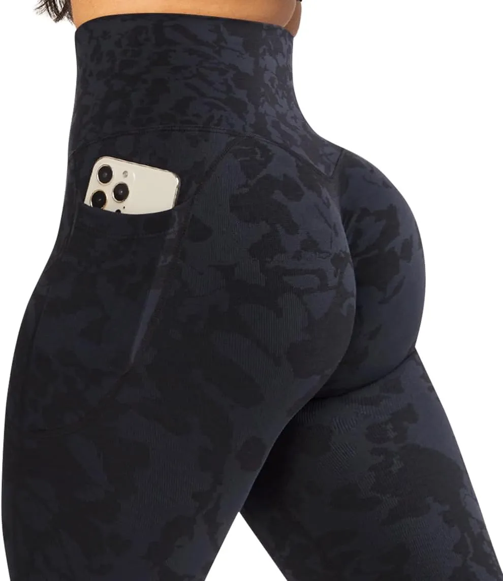 OMKAGI Women Scrunch Butt Lifting Leggings with Pockets Compression High Waisted Gym Workout Leggings