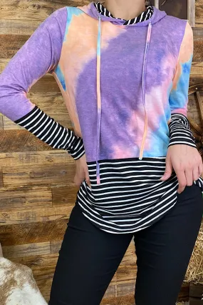 Pastel colors tie dye/striped hoodie BQ8137 IS15