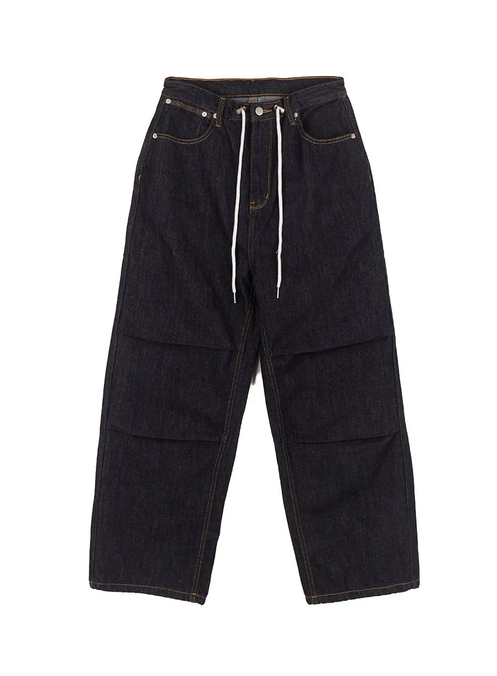Pintuck Denim Baggy Sweatpants IA517