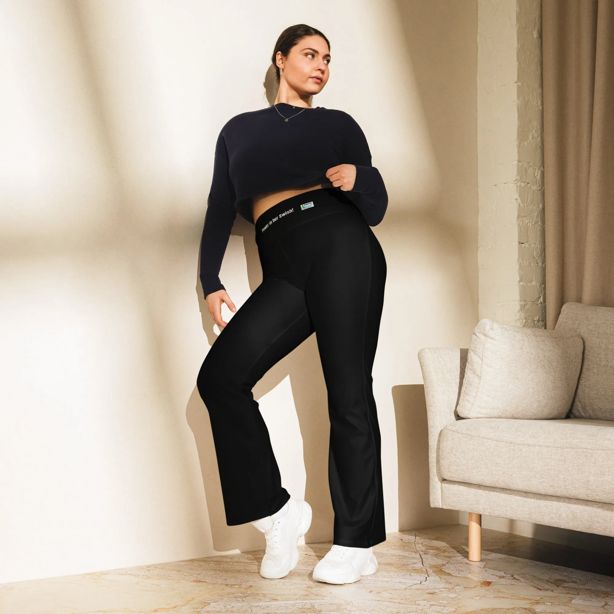 Queen Swish Elegant All Black Flare Leggings