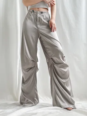 Satin Wide Leg Women's Pants Baggy Drawstring Jogging Sweatpants 2023 Summer