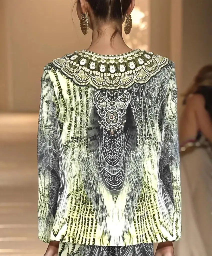 Silk Padded Embellished Jacket Amalfi