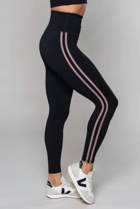 Stride Piped High Waisted Legging Black / Taupe