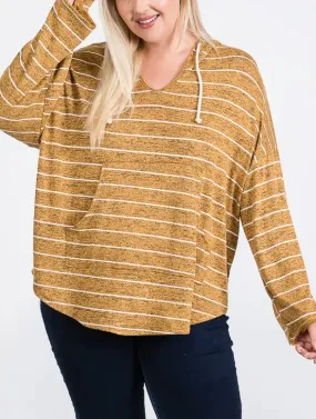 Striped Round Hem Hoodie NEW! (PLUS SIZE)