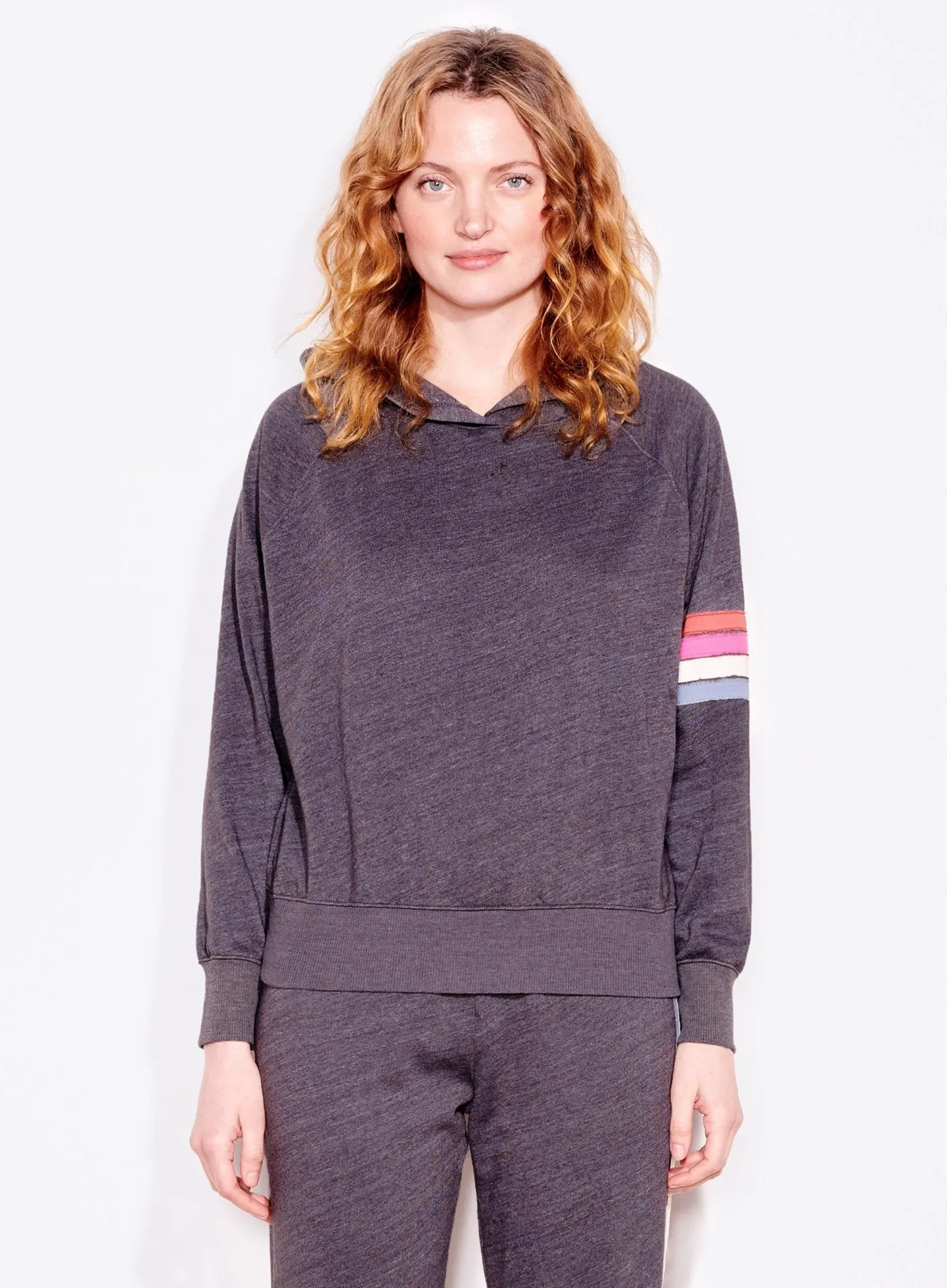 Sundry Striped Shoulder Hoodie