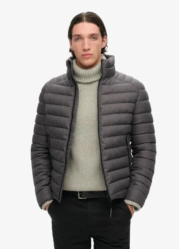Superdry Tweed Fuji Padded Jacket - Charcoal Marl