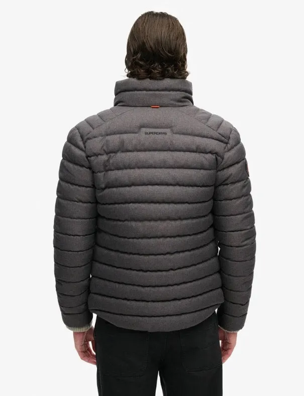 Superdry Tweed Fuji Padded Jacket - Charcoal Marl
