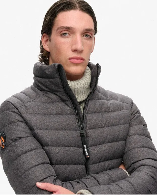 Superdry Tweed Fuji Padded Jacket - Charcoal Marl