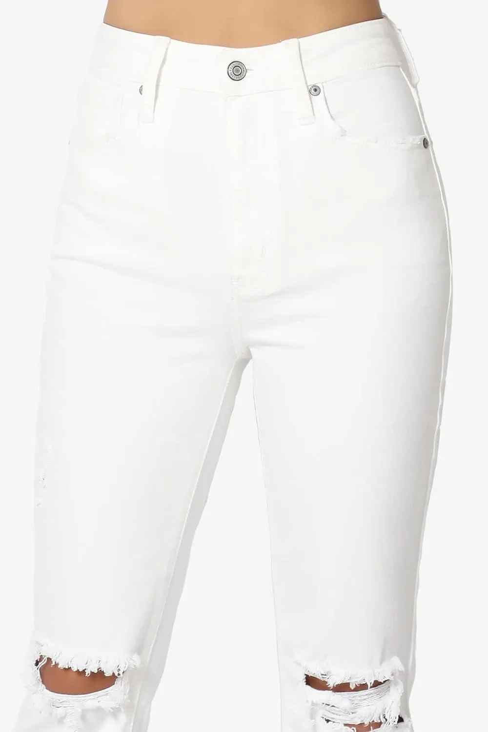 TheMogan Women's Distressed Destructed Washed Denim Mid~High Rise Relaxed Boyfriend Jeans