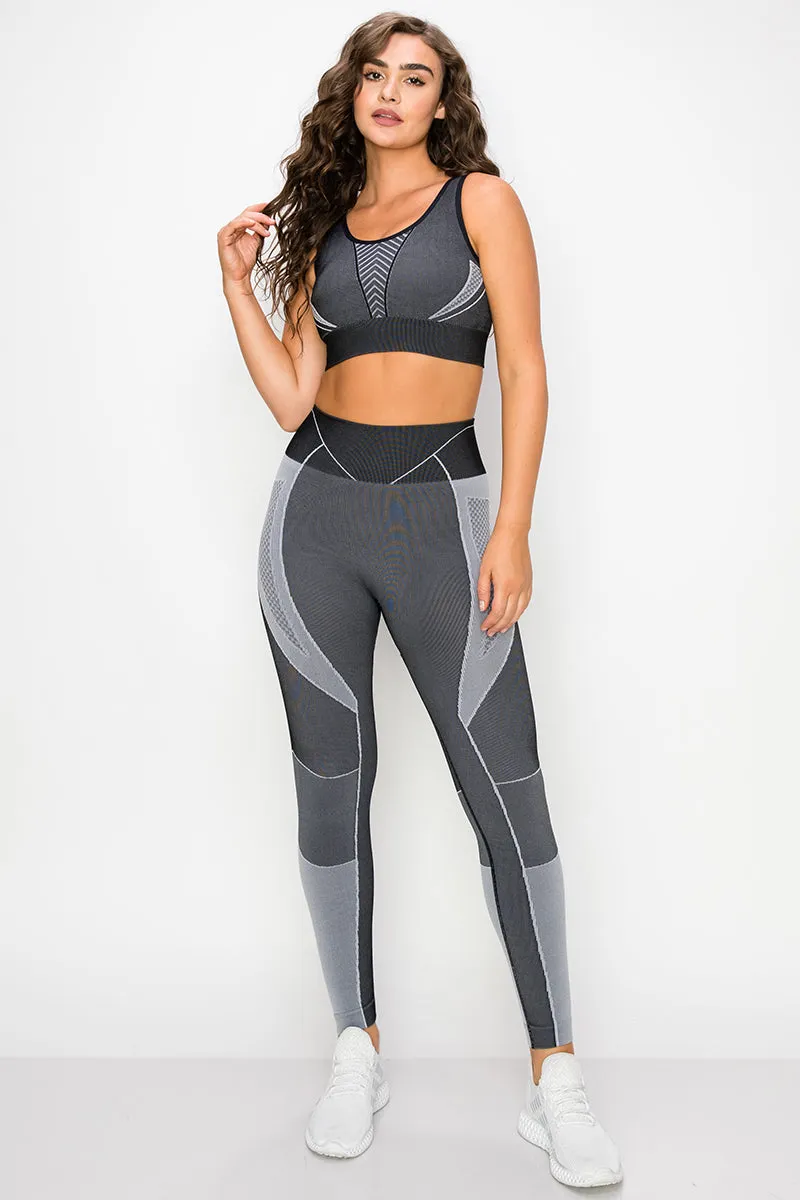 Toned and Lined Compression Active Workout Set