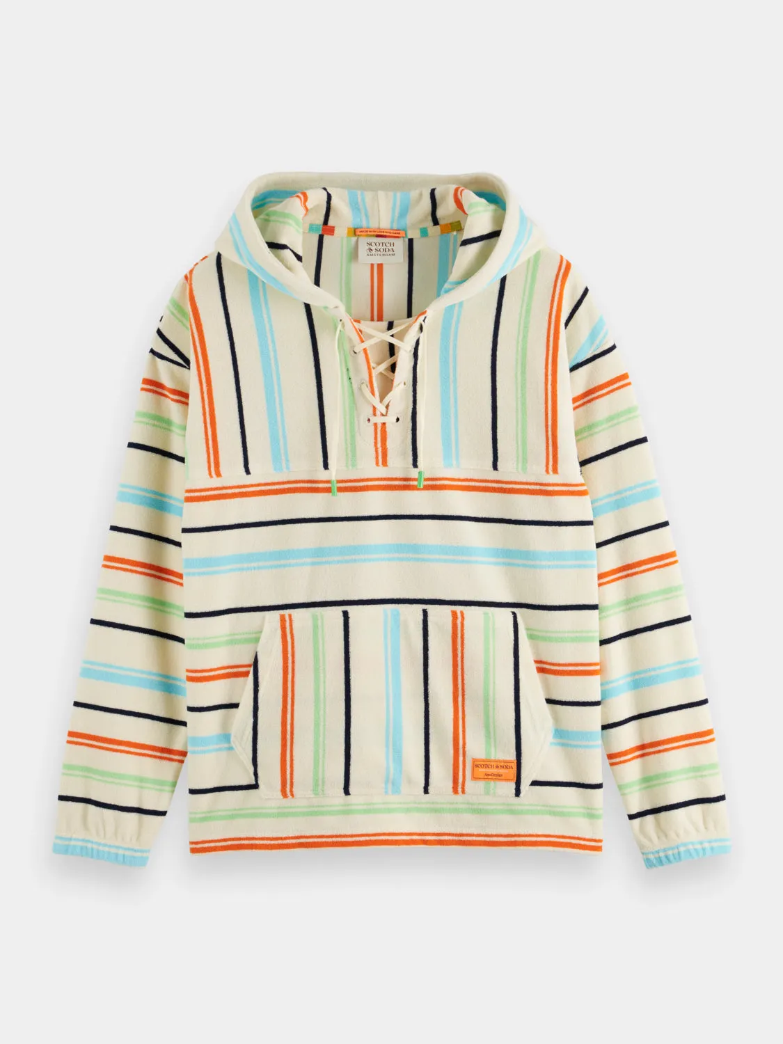 Towelling striped hoodie