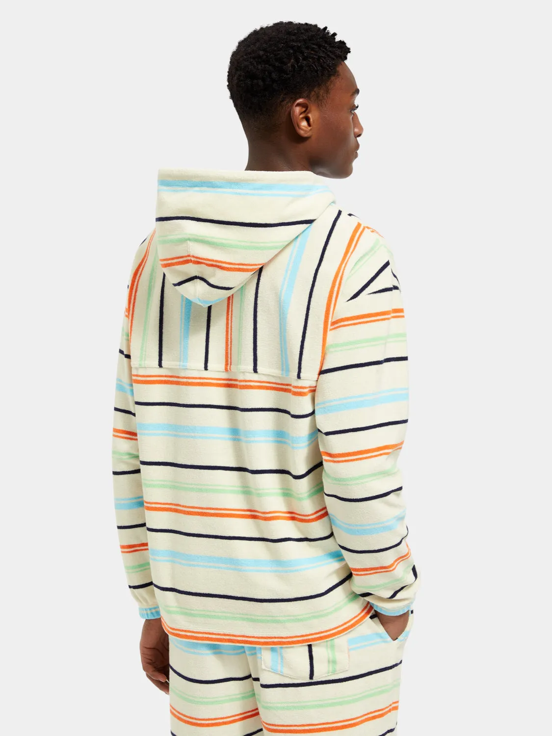 Towelling striped hoodie