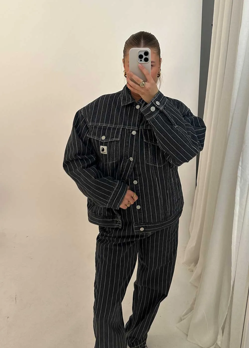 W Orlean Pant - Orlean Stripe, Black / White Stone Washed