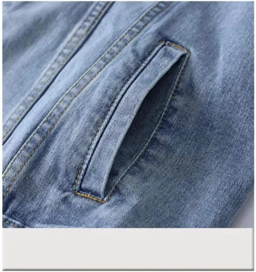 Women COTTON Denim Jacket Oversize Blue Turn-Down Washed Jeans Coat