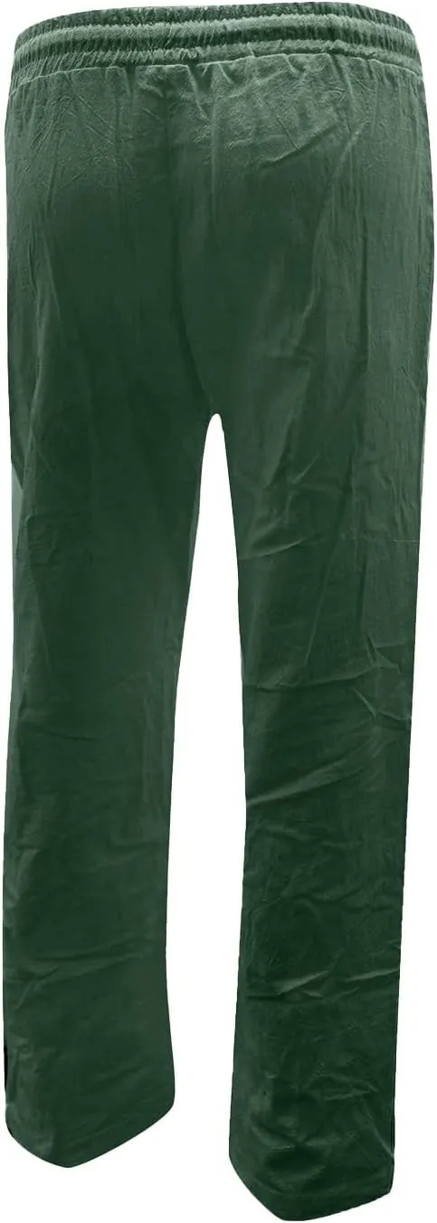 Women Cotton Linen Summer Drawstring Pant Trousers Elastic Waisted Baggy Stretchy Slim-Fit Palazzo Pants Trendy