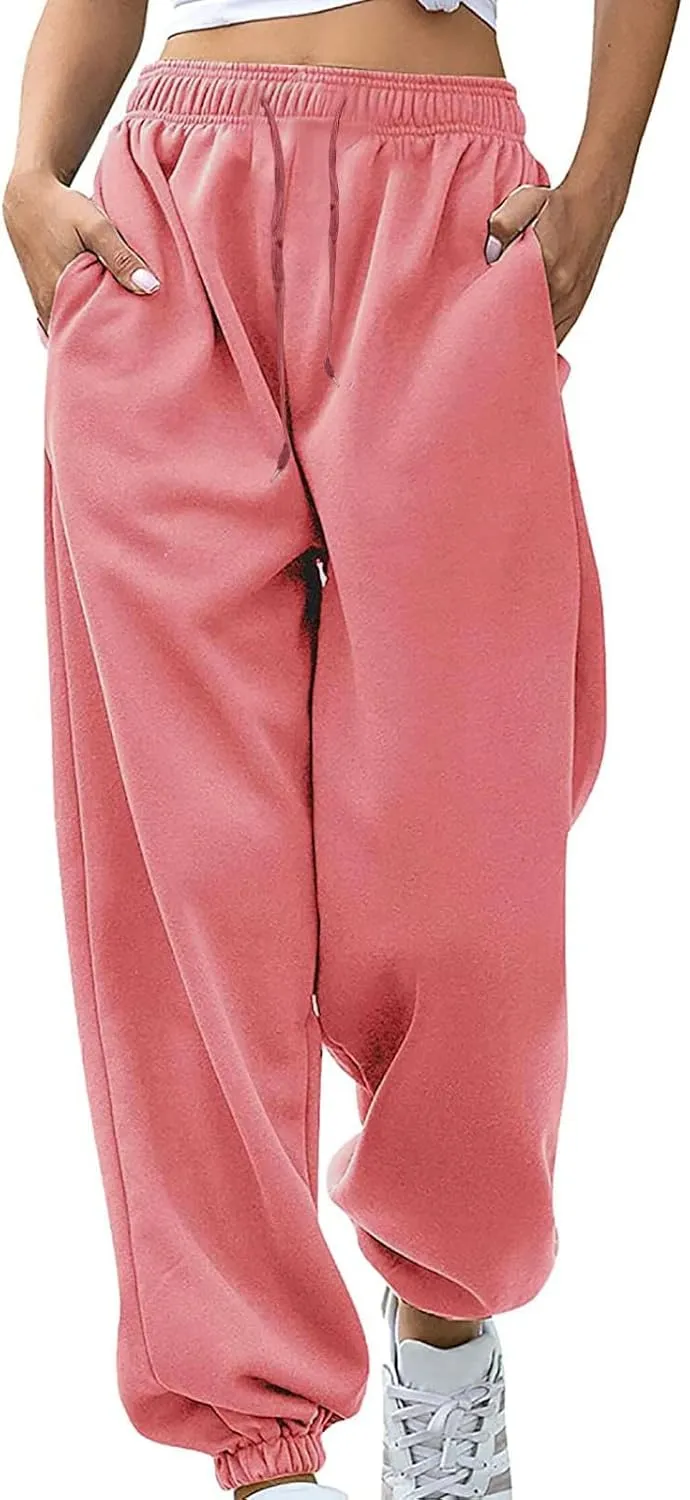 Womens Cinch Bottom Sweatpants Casual High Waisted Avtive Workout Joggers Trendy Plus Size Pants Fall Fashion Outfits
