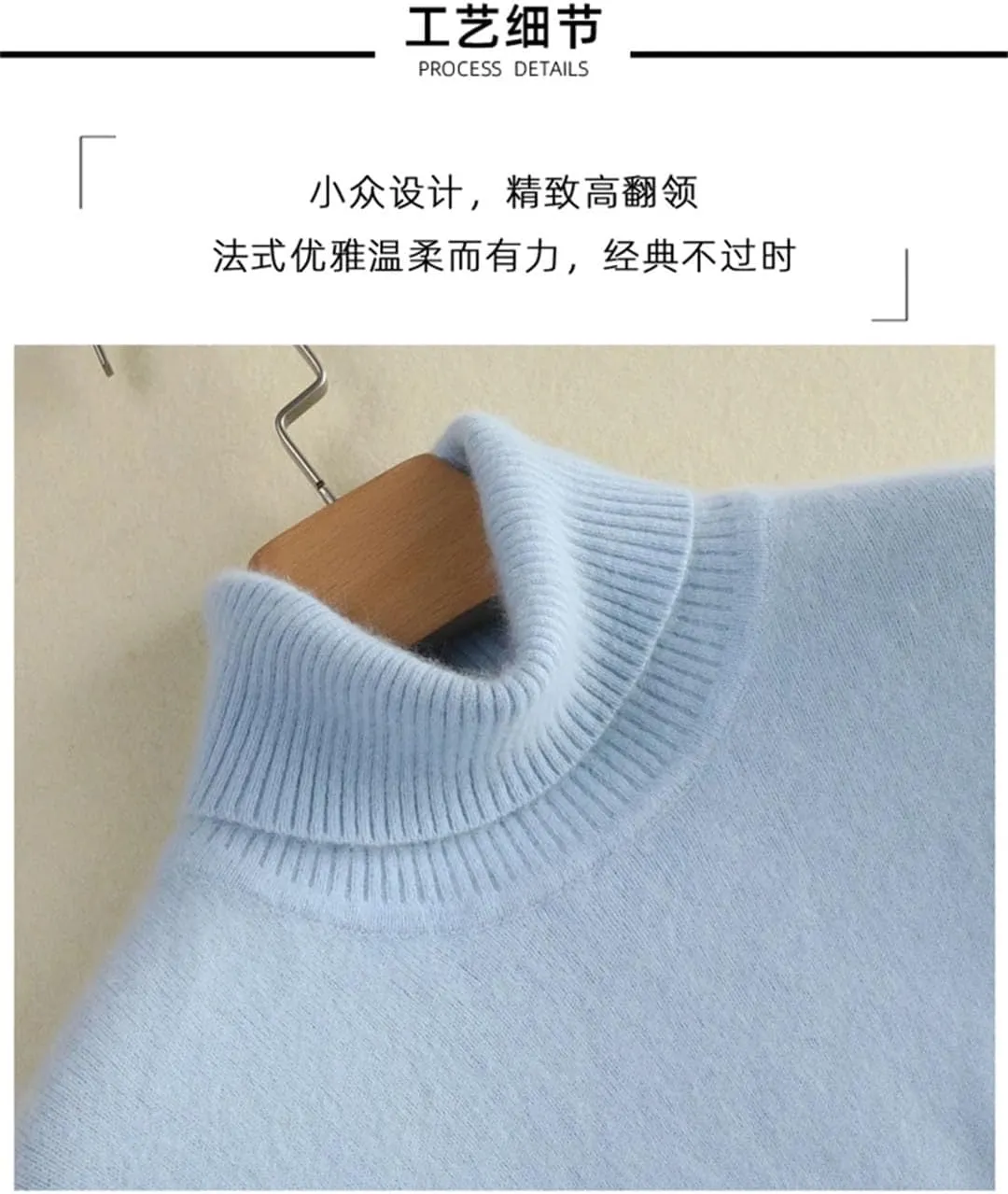 Women's High Neck Pullover Cashmere Sweater Knitted Soft Warm Women's Sweater