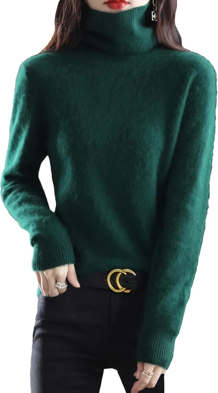 Women's High Neck Pullover Cashmere Sweater Knitted Soft Warm Women's Sweater