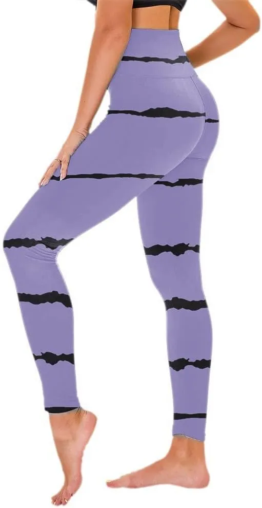 Women's High Waisted Leggings Stripe Firm Compression Yoga Leggings Pants Jogger Track Pants Workout Clothes