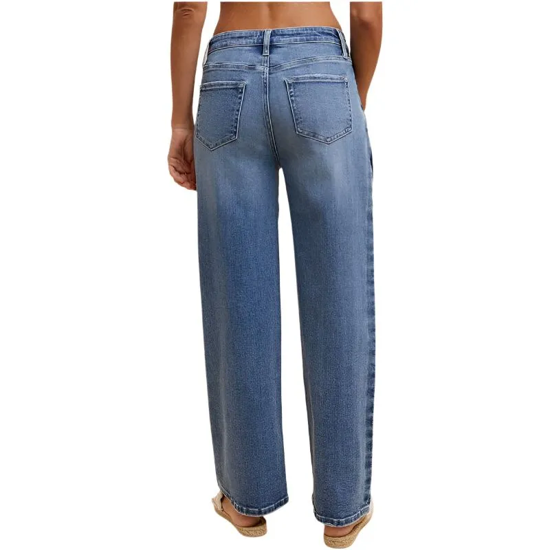 Women's Stretch Side Stripe High Rise Baggy Str Leg Jean AP6365
