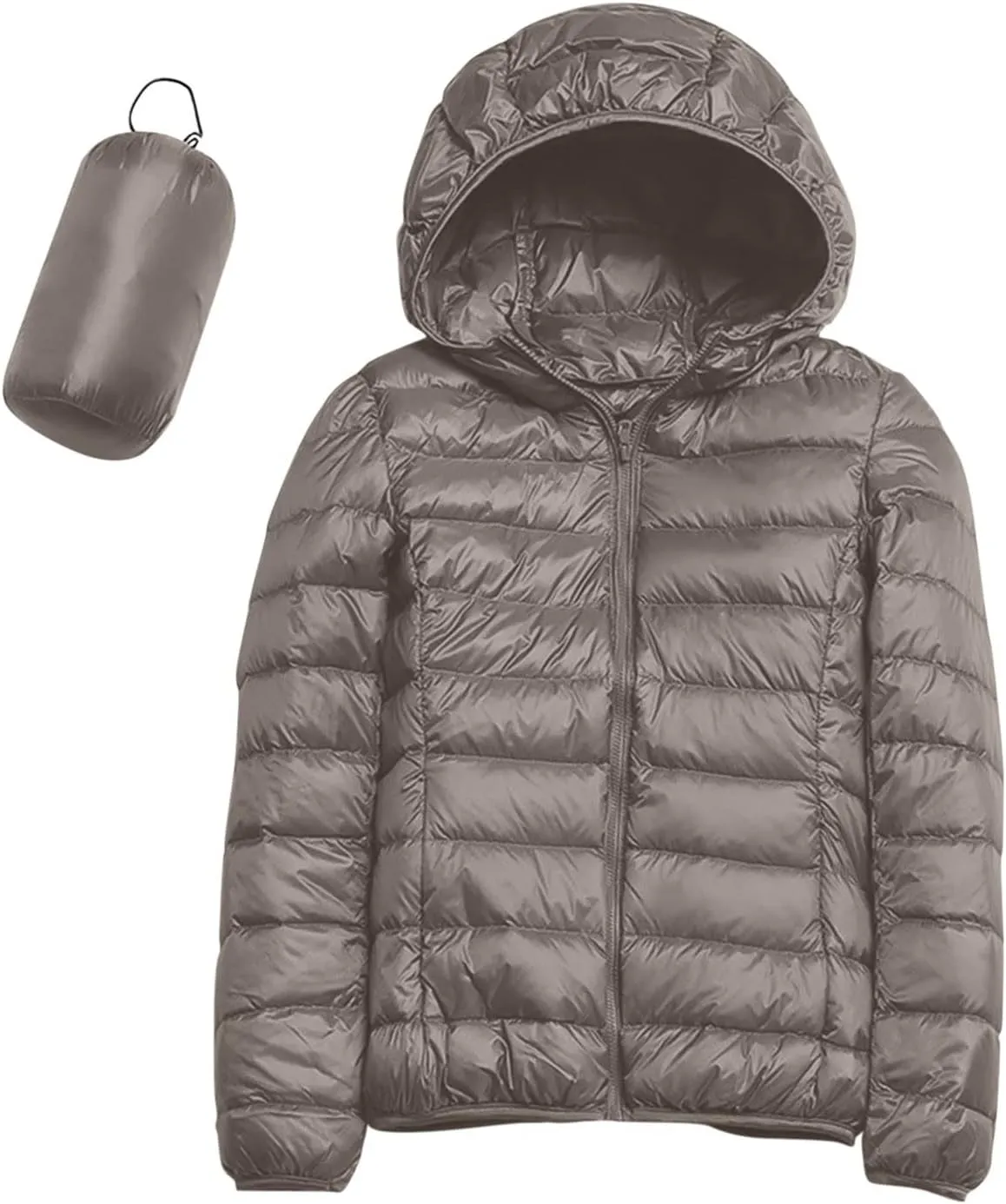 Womens Winter Quilted Jacket Slim Fit Short Down Jacket Cropped Warm Zip Puffer Coat Hooded Padded Puffer Coat