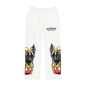 Xman Mens Rhinestone Baggy Sweatpant White