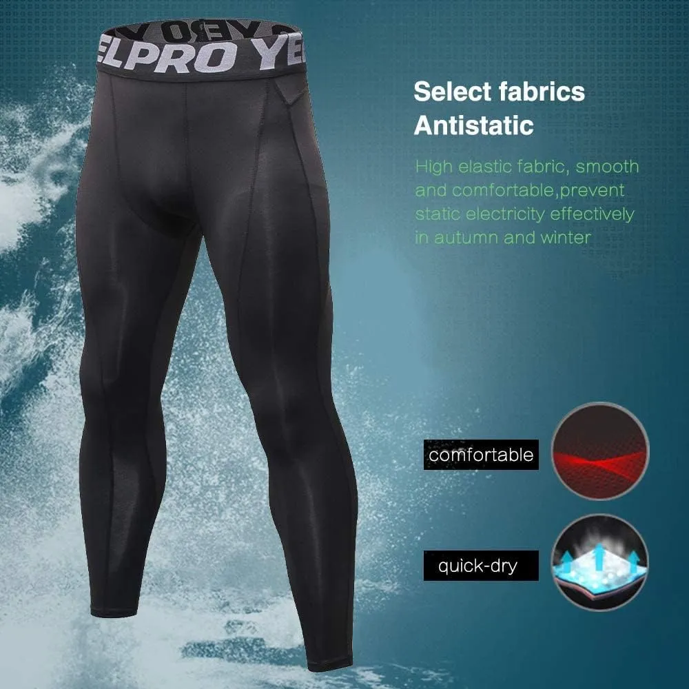 Yuerlian Men's Compression Pants Cool Dry Baselayer Tights Leggings